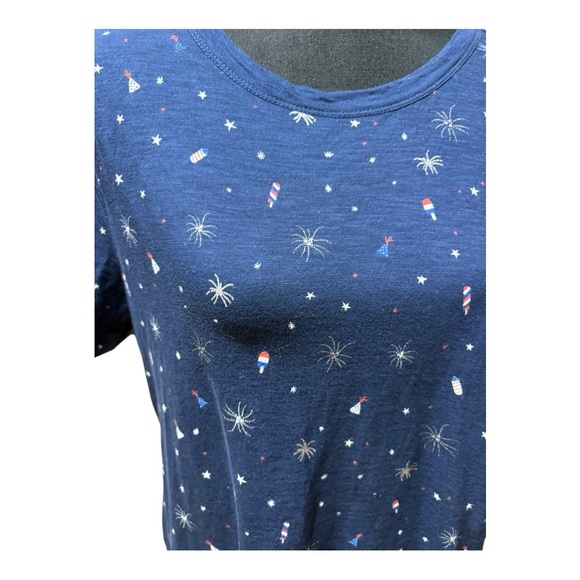 Loft Women's Blue Starry Print Top size L - Picture 3 of 6